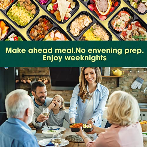 50 Pack (100-Piece) 32 oz Sturdy Leakproof 2-Compartment Meal Prep Containers with Lids, Plastic Food Storage Containers for Lunch, Microwave, Freezer, and Dishwasher Safe Takeout Containers - My Kitchen Products