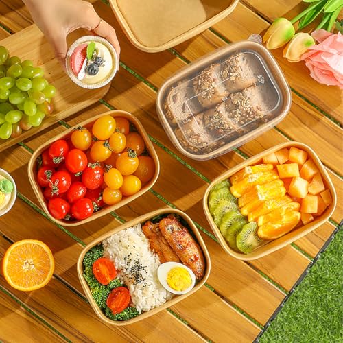 50-Pack 29oz Disposable Kraft Paper Bowls【with Lids and Forks】,Meal Prep Containers Disposable Togo Food Deli Containers for Restaurant Supplies Take Out Containers, Microwave Safe for Hot/Cold Food - My Kitchen Products