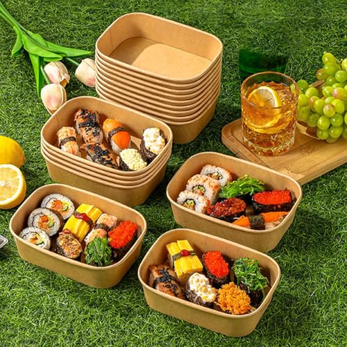 50-Pack 29oz Disposable Kraft Paper Bowls【with Lids and Forks】,Meal Prep Containers Disposable Togo Food Deli Containers for Restaurant Supplies Take Out Containers, Microwave Safe for Hot/Cold Food - My Kitchen Products