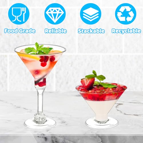 50 Pack Plastic Martini Glasses,5 oz Disposable Cocktail Glasses,Unbreakable Tall Stemed Wine Glasses for Party Wine,Champagne,Margarita - My Kitchen Products