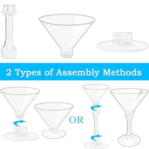 50 Pack Plastic Martini Glasses,5 oz Disposable Cocktail Glasses,Unbreakable Tall Stemed Wine Glasses for Party Wine,Champagne,Margarita - My Kitchen Products