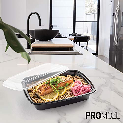 50-Pack Reusable Meal Prep Containers Microwave Safe Food Storage Containers with Lids, 28 oz - 1 Compartment Take Out Disposable Plastic Bento Lunch Box To Go, BPA Free - Dishwasher & Freezer Safe - My Kitchen Products