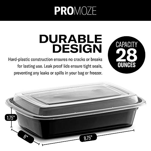 50-Pack Reusable Meal Prep Containers Microwave Safe Food Storage Containers with Lids, 28 oz - 1 Compartment Take Out Disposable Plastic Bento Lunch Box To Go, BPA Free - Dishwasher & Freezer Safe - My Kitchen Products
