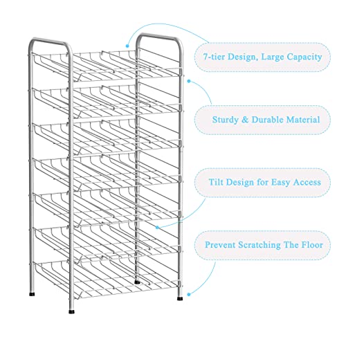 Vrisa Can Organizer for Pantry 7-tier Can Organizer Can Good Organizer for Pantry Shelf Holds up to 84 Cans Can Rack Dispenser for Pantry, Kitchen, Cabinet Silver