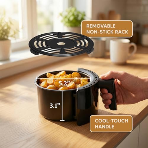 Elite Gourmet EAF-1121X Personal 1.1 Qt. Compact Space Saving Electric Hot Air Fryer Oil-Less Healthy Cooker, Timer & Temperature Controls, 1000W Black