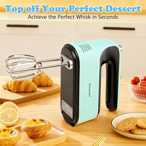 Electric Hand mixer - Adjustable Speed 300W Handheld Mixer Electric Whisk with 5 Stainless Steel Accessories, Turbo Boost/Self-Control Speed + Eject Button Food Beater for Cakes Eggs