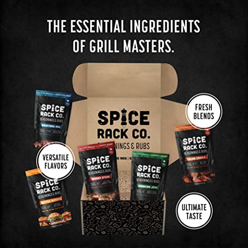 Spice Rack Co. BBQ Seasonings And Rubs - Smoking & Grilling Spices and Seasonings Sets, Grilling Accessories & Smoker Accessories, Unique Fathers Day Gift For Dad, Gifts For Father's Day (5 Pack)
