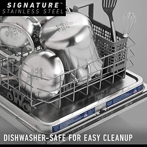 Calphalon 5-Ply Stainless Steel Cookware Set 10 Piece Includes Frying Pans, Pots and Pans Set, Induction, Oven Safe 500F, Silver