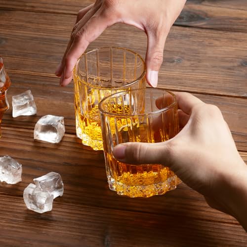 Ocean ice Whiskey Glasses, Bourbon Glass 11 oz, Whiskey Glasses Set of 2, Old Fashioned Glasses, Whisky Glass Sets, Rocks Glasses for Bourbon, Scotch, Cognac, Cocktails Dishwasher Safe Christmas