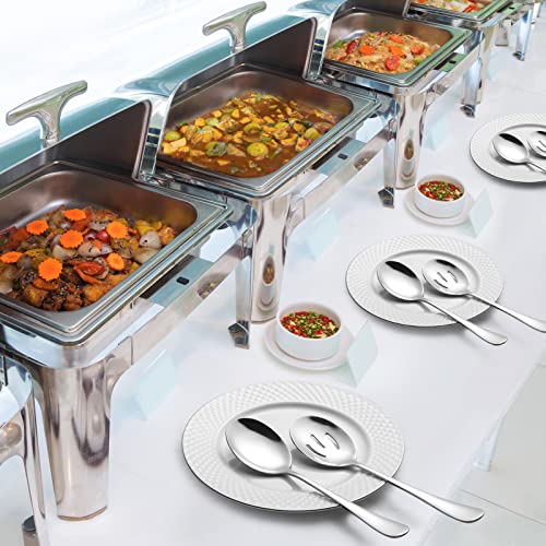 Hiware 8-Piece Serving Set - Includes 4 Spoons and 4 Slotted Spoons, 18/8 Stainless Steel Buffet Utensils - Mirror Polished, Dishwasher Safe, 8.6-Inch