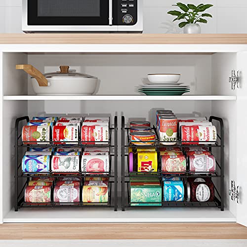 AIYAKA Can Rack Organizer, 3 Tier Stackable Can Storage Dispenser,for Food Storage, Kitchen or Pantry, Storage for 36 Cans, Black
