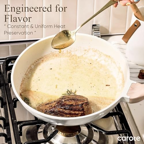 CAROTE 21pcs Pots and Pans Set, Nonstick Cookware Sets, Induction Cookware Kitchen Set Non Stick Cooking Set w/Frying Pans & Saucepans (PFOS, PFOA Free)