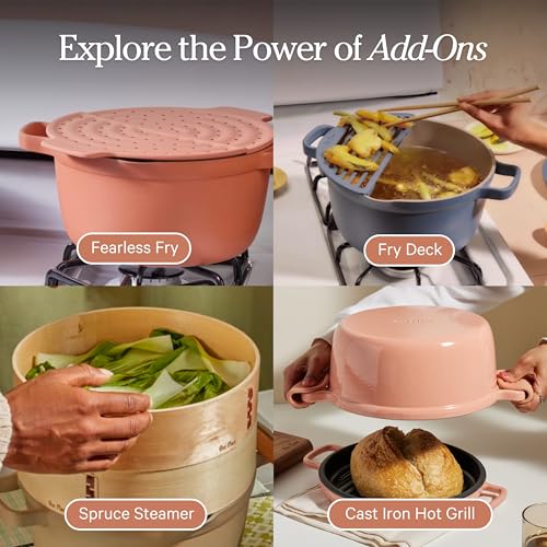 Our Place Perfect Pot | 5.5 Qt Ceramic Pot with Lid & Spatula | Patented 8-in-1, PFAS-Free Nonstick, Non-Toxic Cookware | Induction & Oven-Safe up to 450°F | Blue Salt