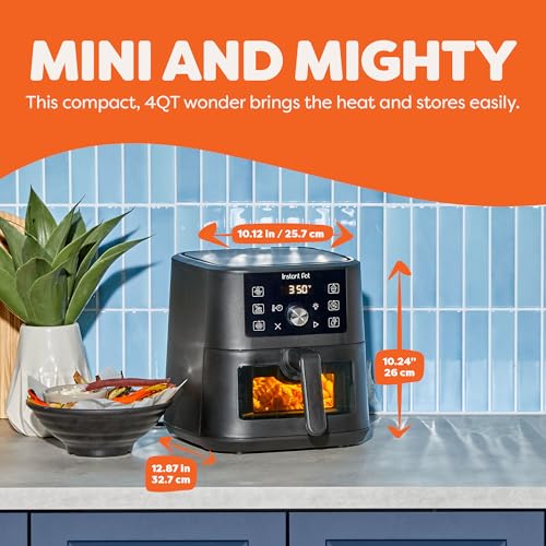 Instant Pot 4Qt Vortex 6-in-1 Mini Air Fryer, Custom Program Options, Air Fry, Broil, Roast, Dehydrate, Bake, Reheat, Black, 4 Quarts