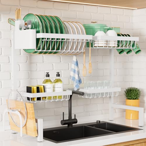 Kitsure Adjustable Over The Sink Dish Drying Rack, 26.8" -33.9"x21.5"