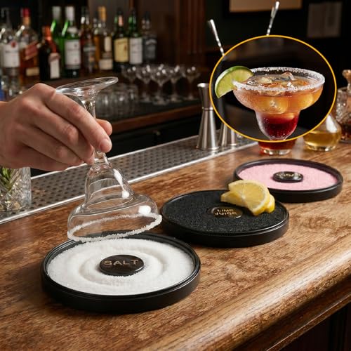 Mingting 3 Tier Margarita Salt Rimmer Set with Lid, Stackable 3-Tier Glass Rimmer for Cocktail, Salt & Sugar Rimmer for Margaritas, Bloody Marys & Micheladas, Home Bar Accessories