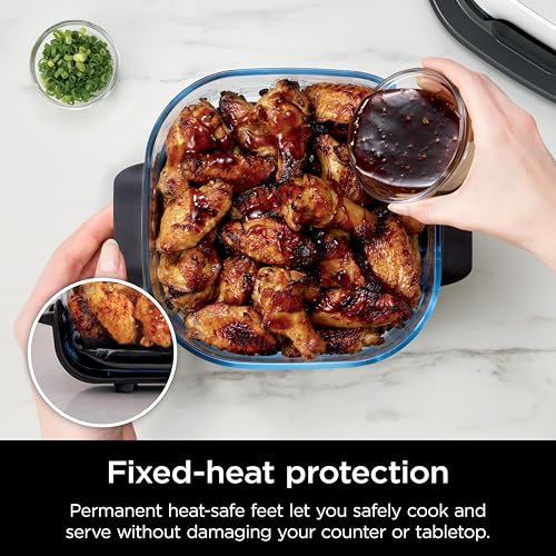 Ninja 4-QT CleanCrisp™ Glassware Container with Storage lid, Compatible with Ninja Crispi FN101 & AS101 Series, Microwave, Freezer & Dishwasher Safe, PFAS & PTFE Free Glass, XSKSFN4QT