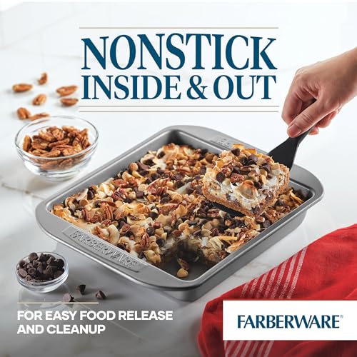 Farberware Nonstick Bakeware 9x9 Baking Pan, Square Cake Pan, Gray