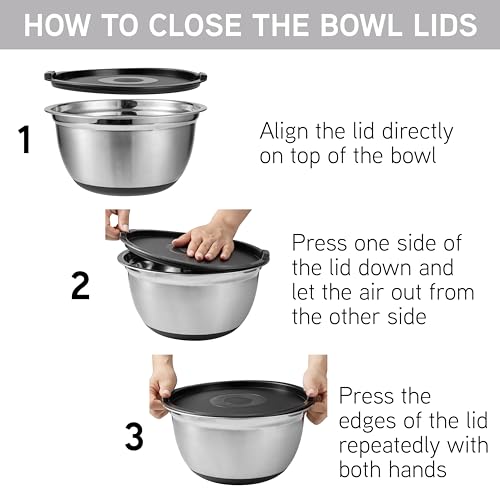 COOK WITH COLOR Stainless Steel Mixing Bowls Set with Lids - Nesting Bowls with Non-Slip Bottom, Silver, 14 Pieces