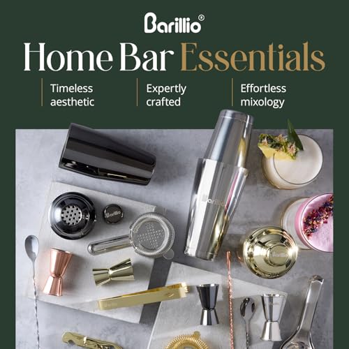 Barillio Black Bartender Kit - Stainless-Steel Cocktail Shaker Set w/Black Bamboo Stand - Mixology Bar Tools w/Drink Shaker, Mixer and Muddler for Cocktails - Home Bar Accessories - 23-Pc Bar Set