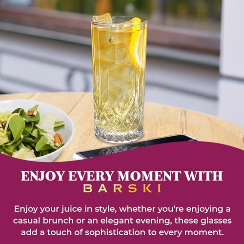 Barski Highball Glass - Drinking Glasses - Set of 2 - Hiball Tumblers - Glass Crystal Tumbler - for Water, Juice, Beer, Mixed Cocktails, Mojito Glass, Tom Collins Bar Glassware, 12 oz, Made in Europe