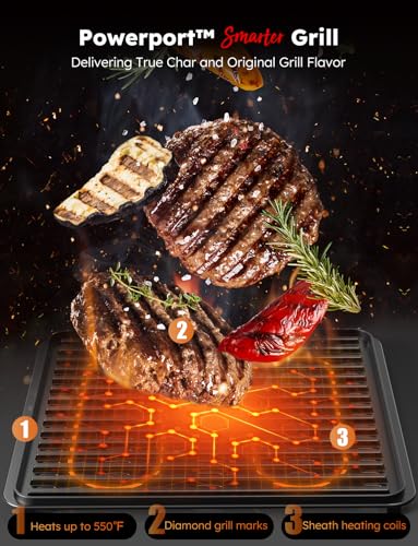 Nuwave Plug-In Grill Air Fryer Oven Combo w/Sheath Heaters, Authentic Char Flavor, 2026 New Convection System, 2X More Even, 100 Presets, Smarter Probe, 50-550°F, Stainless Steel