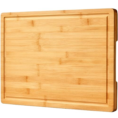 Bamboo Cutting Board for Kitchen, 18" Large Wood Charcuterie Cheese