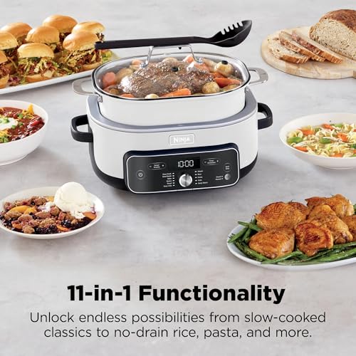 Ninja Foodi PossibleCooker PRO Plus with 11-in-1 Smart Cook System, Thermal Surround Technology, Powerful 1400-Watt Base, Oven safe up to 500º F - White (Renewed)