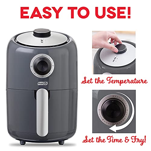 Dash Compact Air Fryer - Healthy Cooking with Auto Shut-Off Feature, Adjustable Temperature Control & Nonstick Fry Basket - Has AirCrisp® Technology - 2 Quart - Cool Grey