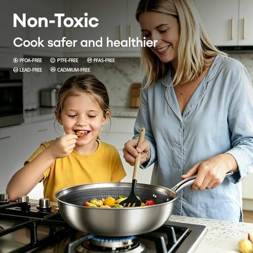 COOKER KING Non Stick Pots and Pans Set, 10pcs Hybrid Stainless Steel Cookware Set, Frying Pans, Saucepans, Saute Pan & Stock Pot, Non Toxic, Oven & Dishwasher Safe, Induction & All Cooktop Compatible