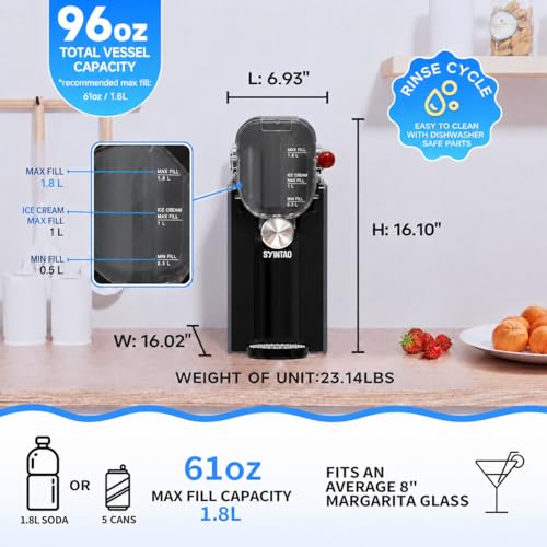 SYINTAO 2-in-1 Slushie & Soft Serve Ice Cream Maker, No-Ice-Needed Frozen Drink Machine with LED Display, 6 Preset Modes, Auto-Clean & Delay Timer – Gift for Family