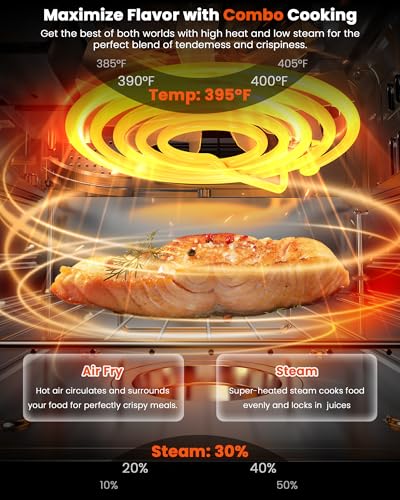 Nuwave Combi Steam Oven, Non-Toxic Stainless Steel Multi-Cooker with Air Fry, Sous Vide, Toast & More, 50-450°F Precision, 120 Presets, Moisture Control, Programmable, Easy to Clean, 16 quarts