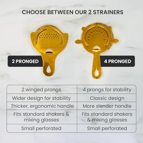 A Bar Above Cocktail Strainer, 4-Prong Bar Strainer with High Density Spring for Smooth Pouring, Fits Boston Shaker Tins and Mixing Glasses, Bar Essentials for Home Bartenders and Pros, Antique Copper