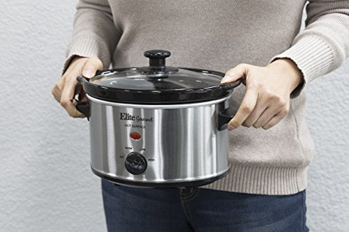 Maxi-Matic MST-275XS Electric Oval Slow Cooker, 2 Qt, Stainless Steel