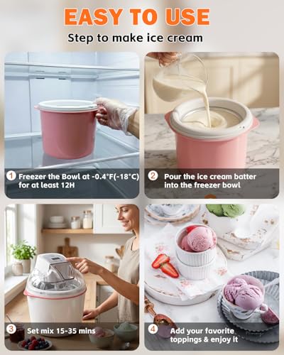 Coepuske Ice Cream Maker, 1.6 Quarts Ice Cream, Gelato, Sorbet, Milkshakes, Frozen Yogurt Machine for Home, Ice Cream Double Insulated Machine with LCD Screen and Timer, Easy to Clean and Quick