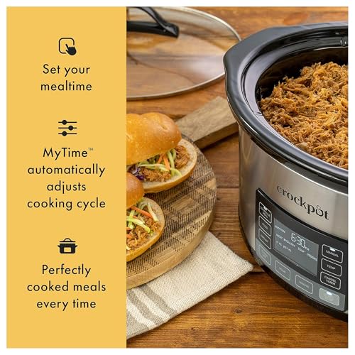 Crock-Pot MyTime Technology 6 Quart Programmable Slow Cooker and Food Warmer with Digital Timer, Stainless Steel (2137020)