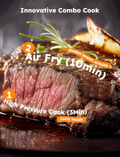 Nuwave Duet Air Fryer, Electric Pressure Cooker & Grill Combo, 540 IN 1 Multicooker with 3 Removable Lids, Slow Cook, Sautés, Dehydrator, 18/10 SS Pot, Sure-Lock Safety Tech & 13 Deluxe Accessories