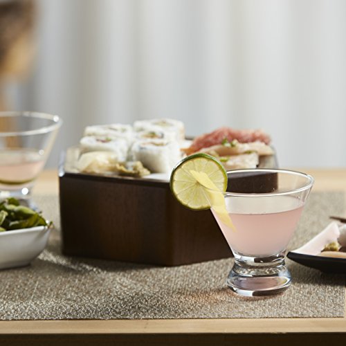Libbey Cosmopolitan Stemless Martini Glasses Set Of 12, Dishwasher Safe Holiday Martini Glass, Lightweight Cocktail Glass Set for Wedding Party