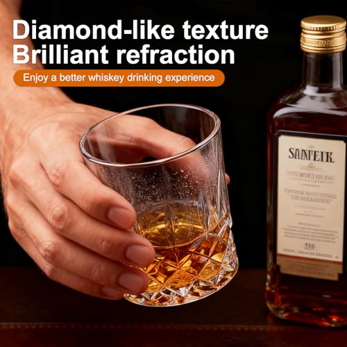 Bendbo Whiskey Glasses Set of 8, 10 oz Crystal Old Fashioned Glasses, Perfect for Bourbon, Scotch, Vodka, Gift for Men, Women, Dad, Father