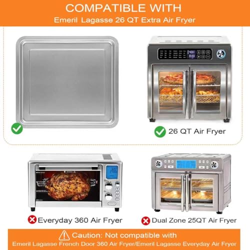 GWYSY Air Fryer Replacement Tray for Emeril Lagasse Everyday 360 26 QT Extra Large Air Fryer, 12.5''×11.5'' Steel Air Fryer Accessories Grill Pan Plate Replacement Parts Rack