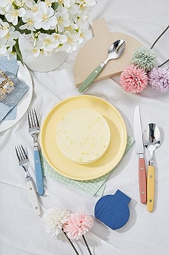 ANNOVA Silverware Set, Retro/Rivet Colorful Stainless Steel Tableware Kitchen Flatware Set Utensils, Includes Dinner Knives, Forks, Spoons, Salad Forks & Dessert Spoons (Morandi Mix, 20 Pieces)