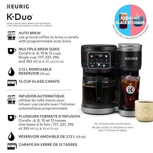 Keurig K-Duo Single Serve K-Cup Pod & Carafe Coffee Maker, Black