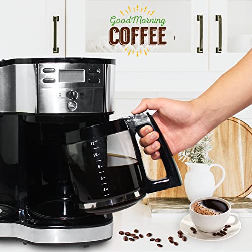 12-Cup Glass Carafe Replacement Compatible with Hamilton Beach Coffeemaker Models 46310, 49976, 49966, 49350, 49957, 49954, 49933, 49980A, 49980Z, 49983, 49618, 46300, 49950