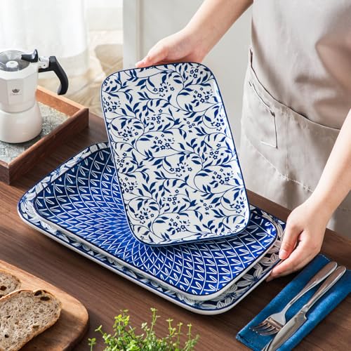 vancasso Porcelain Serving Trays for Party, Serving Platters Set of 3,Serving Dishes for Entertaining, Ceramic Party Trays and Platters for Serving Food, 16"/14"/12" Inch, Series SELENE