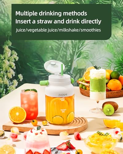 ZHENMI Portable Blender, Personal Blender for Smoothies & Shakes, Cordless, 33oz BPA-Free Vessel, 18000RPM Motor, Leakproof Lid with Sip Spout, USB-C Rechargeable, Easy-to-Clean Parts (Green)