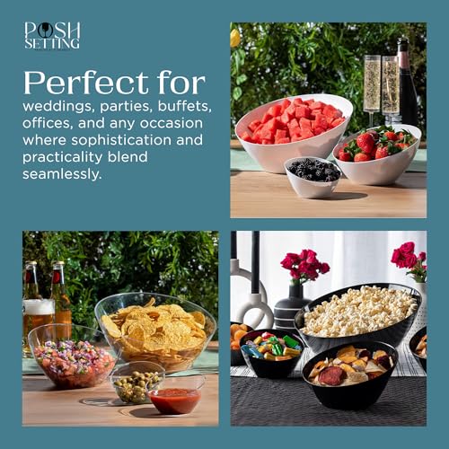Posh Setting - Clear Plastic Serving Bowls for Party Angled Bowls Disposable Chip Bowls Candy Bowls for Party Table Salad and Fruit Bowls for Buffets Wedding Serving Bowls-Clear, 8 OZ, 5 Pack