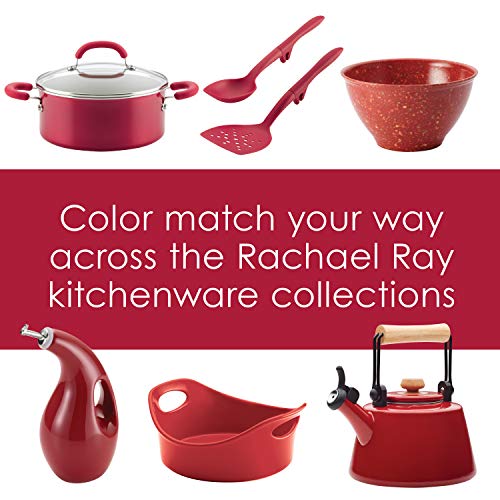 Rachael Ray Create Delicious Large Enamel on Steel Induction 12 Qt Stock Pot with Lid, Red Shimmer