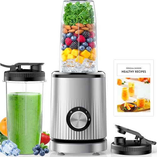 Turelar Blender for Smoothies Portable Personal Blender for Shakes and Smoothies for Kitchen with 2 * 24oz Portable Cups and Extra Lid, Smoothie Maker Machine for Juices, Baby Food, Nutritious Recipe