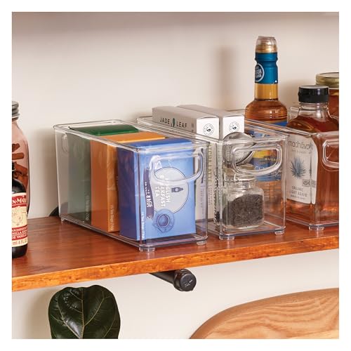 iDesign Slim Clear Plastic Stackable Storage Bin, Tall Narrow, 4-Pack