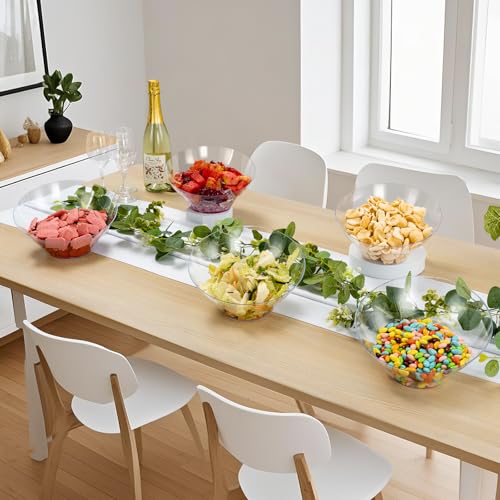 BESTVIP 54oz Clear Plastic Serving Bowls for Party - 12 Pack Angled Disposable Serving Bowls, Party for Chips, Snacks, Fruit, Salad - Bowls for Parties, Daily Use, Catering, Christmas